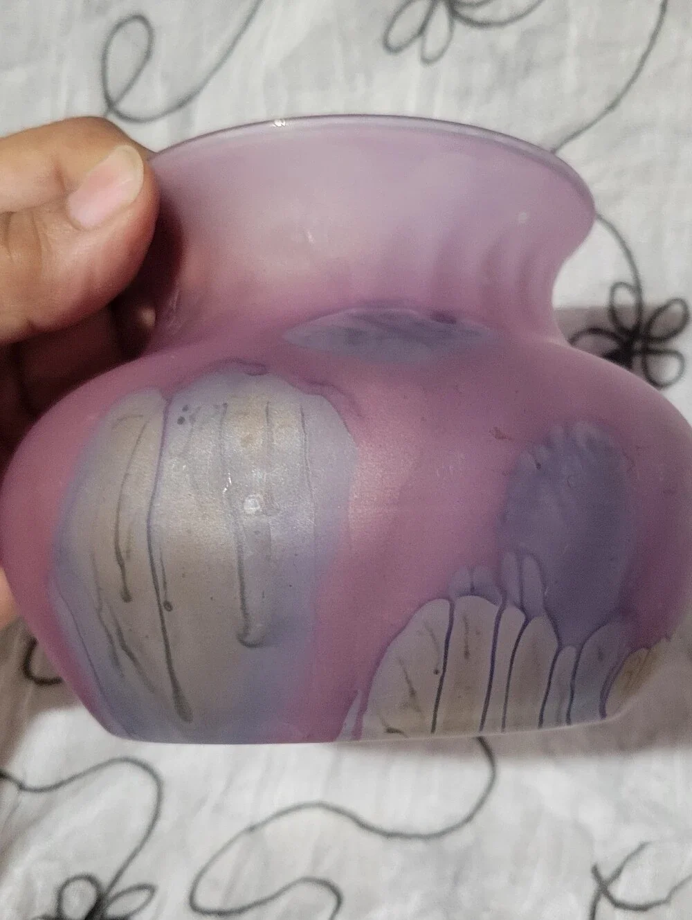 Vintage Reuven Glass Hand Painted Vase By Nouveau Art Glass Co.